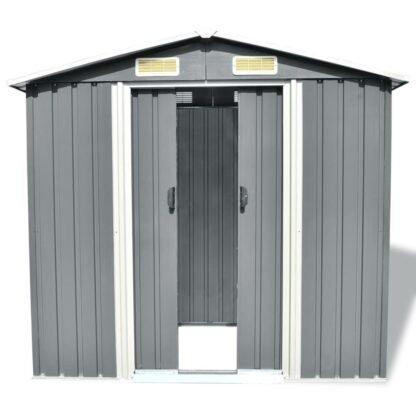 SunHaven© 6x4 Galvanized Steel Outdoor Storage, Bike Shed Garden Shed, Metal Storage Shed.(GREY)